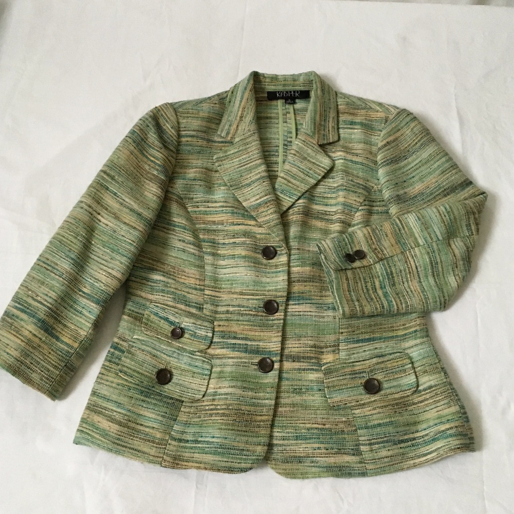 KASPER Suit Jacket Blazer Heathered/Tweed Size 10 Green Multi